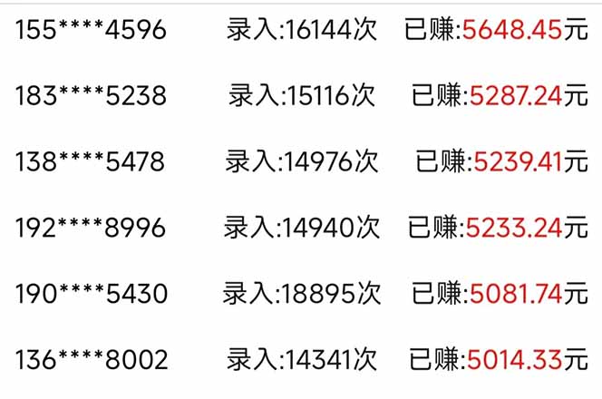 信息录入，几秒一单，只需一部手机，小白轻松上手，日入500＋-送财鼠