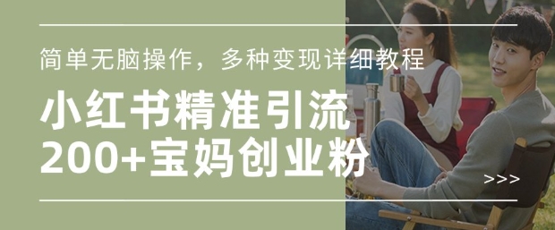 小红书混剪日引200+宝妈创业粉，简单无脑操作，多种变现详细教程-送财鼠