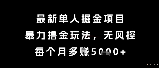 最新单人掘金项目，暴力撸金玩法，无风控，每个月多挣5k+【揭秘】-送财鼠