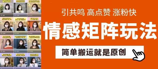 简单搬运，情感矩阵玩法，涨粉速度快，可带货，可起号【揭秘】-送财鼠