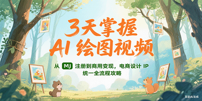 3天掌握AI绘图视频，从MJ 注册到商用变现，电商设计IP统一全流程攻略-送财鼠