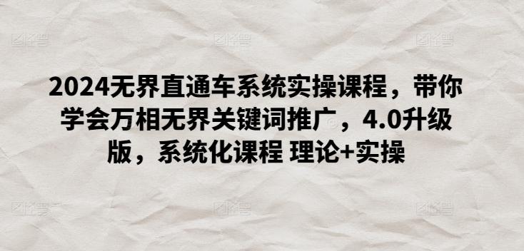 2024无界直通车系统实操课程，带你学会万相无界关键词推广，4.0升级版，系统化课程 理论+实操-送财鼠