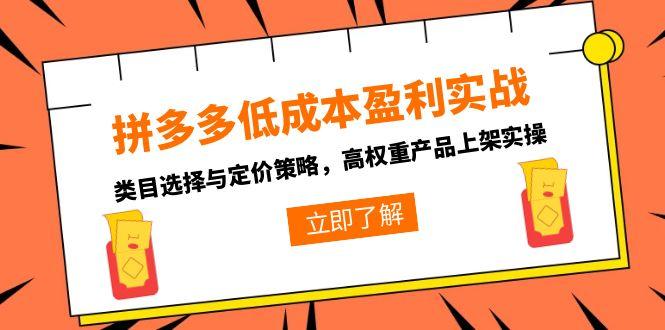 拼多多低成本盈利实战，类目选择与定价策略，高权重产品上架实操-送财鼠