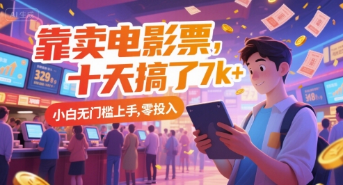 靠卖电影票，十天搞了7k+，小白无门槛上手，零投入【揭秘】-送财鼠