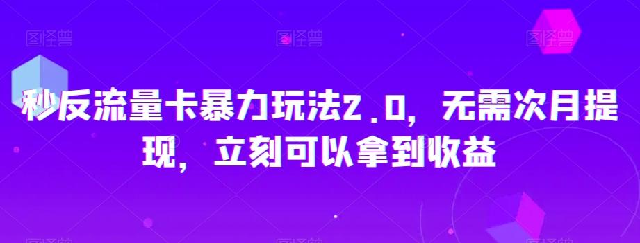 秒反流量卡暴力玩法2.0，无需次月提现，立刻可以拿到收益【揭秘】-送财鼠