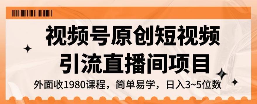 视频号原创短视频引流直播间项目，日入3~5五位数【揭秘】-送财鼠