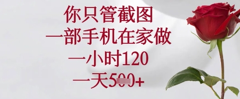 你只管截图，一部手机在家可以做，一小时120.一天5张+【揭秘】-送财鼠