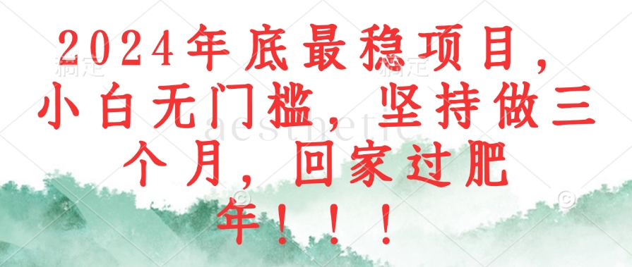 2024年底最稳项目，小白无门槛，坚持做三个月，回家过肥年！！！-送财鼠