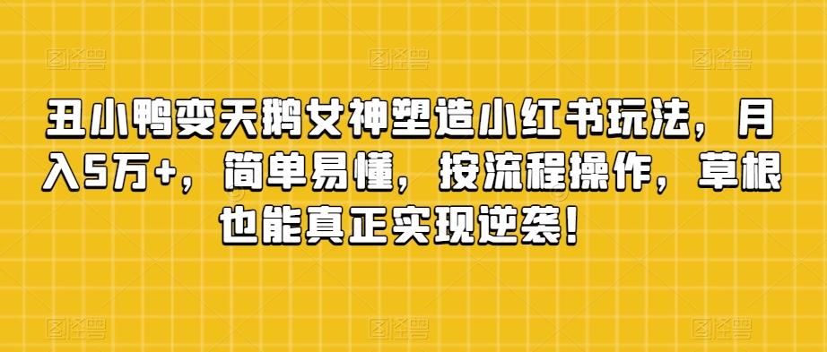 丑小鸭变天鹅女神塑造小红书玩法，月入5万+，简单易懂，按流程操作，草根也能真正实现逆袭！-送财鼠