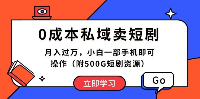 0成本私域卖短剧，月入过万，小白一部手机即可操作(附500G短剧资源-送财鼠