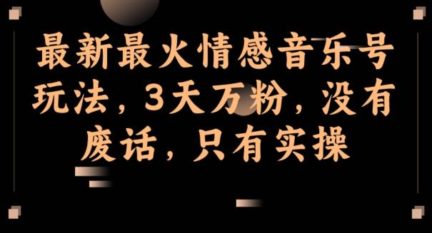 最新最火情感音乐号玩法，3天万粉，没有废话，只有实操-送财鼠