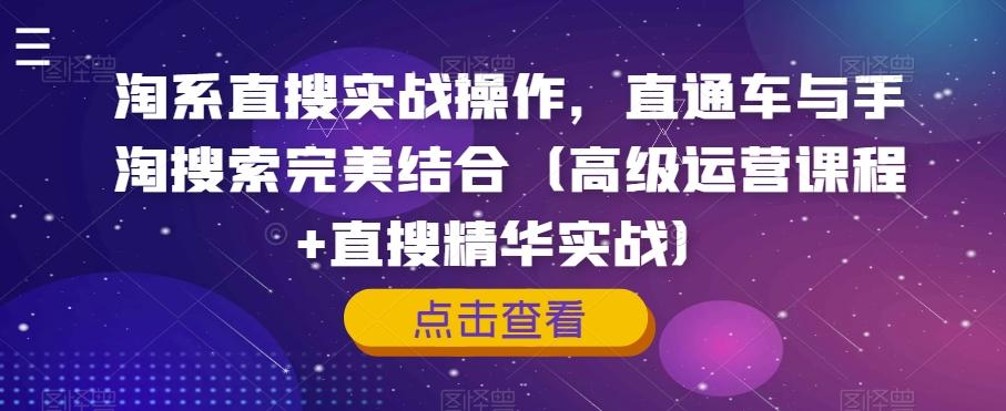 淘系直搜实战操作，直通车与手淘搜索完美结合（高级运营课程+直搜精华实战）-送财鼠