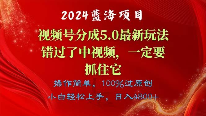 2024蓝海项目，视频号分成计划5.0最新玩法，错过了中视频，一定要抓住…-送财鼠