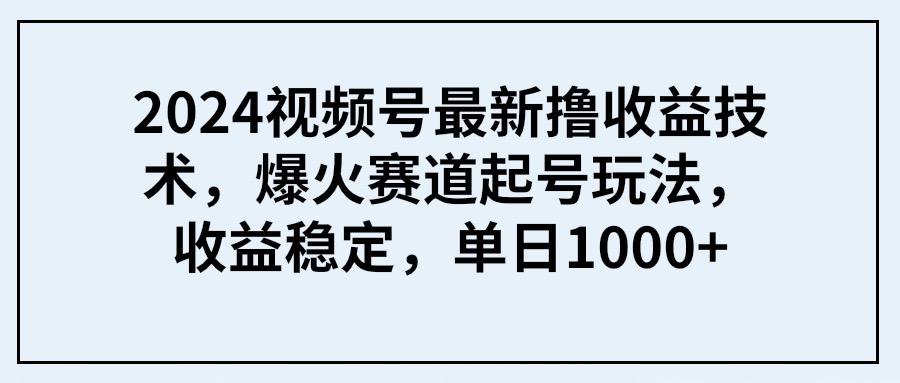 (9651期) 2024视频号最新撸收益技术，爆火赛道起号玩法，收益稳定，单日1000+-送财鼠