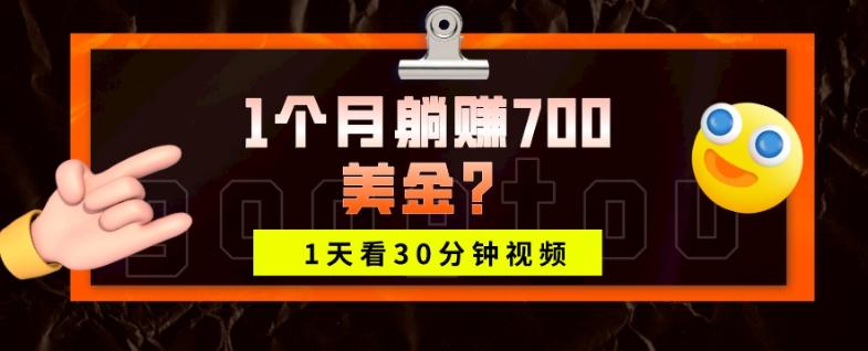 1天看30分钟视频，1个月躺赚700美金？-送财鼠