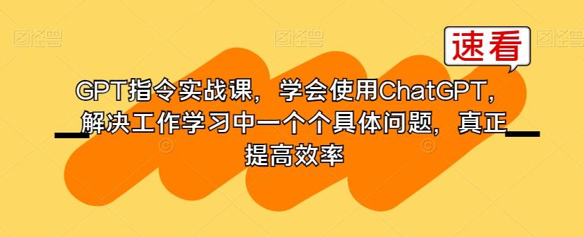 GPT指令实战课，学会使用ChatGPT，解决工作学习中一个个具体问题，真正提高效率-送财鼠
