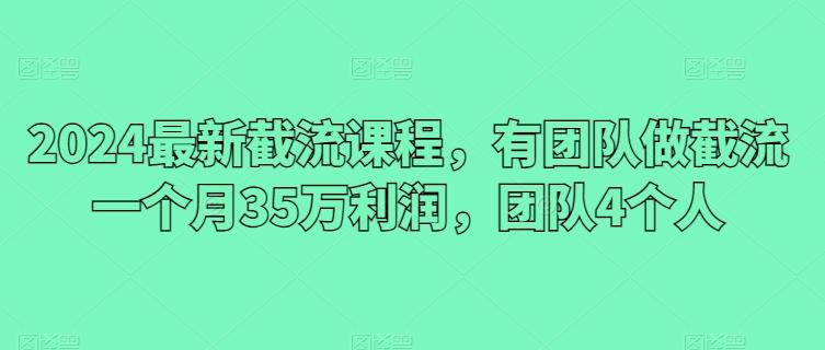 2024最新截流课程，有团队做截流一个月35万利润，团队4个人-送财鼠