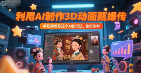 利用AI制作3D动画甄嬛传，流量爆了，手把手教你这个AI新玩法，轻松涨粉-送财鼠