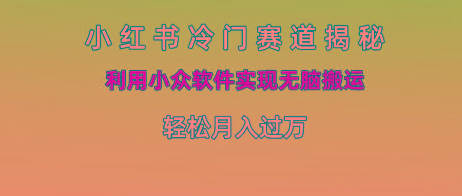 小红书冷门赛道揭秘,利用小众软件实现无脑搬运,轻松月入过万-送财鼠
