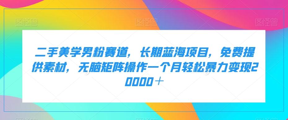 二手美学男粉赛道，长期蓝海项目，无脑矩阵操作一个月轻松暴力变现20000＋-送财鼠