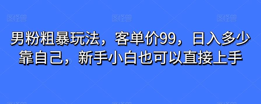 男粉粗暴玩法，客单价99，日入多少靠自己，新手小白也可以直接上手-送财鼠