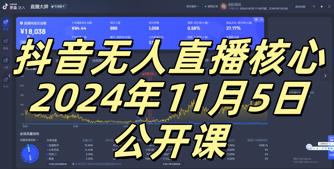 抖音无人直播核心公开课，咸鱼翻身小白可做带有睡后收入月入过万太简单【揭秘】-送财鼠