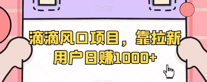 滴滴风口项目，靠拉新用户日赚1000+-送财鼠