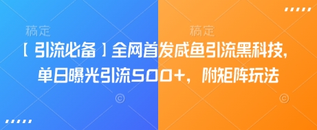 【引流必备】全网首发咸鱼引流黑科技，单日曝光引流500+，附矩阵玩法【揭秘】-送财鼠