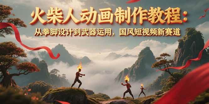 图片[1]-火柴人动画制作教程：从拳脚设计到武器运用，国风短视频新赛道-送财鼠