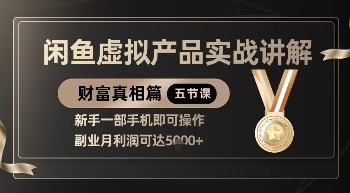 精品！闲鱼虚拟产品实战讲解，新手一部手机即可操作，副业月利润可达5k+-送财鼠