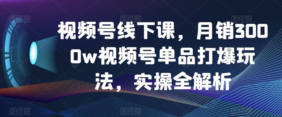 视频号线下课，月销3000w视频号单品打爆玩法，实操全解析-送财鼠