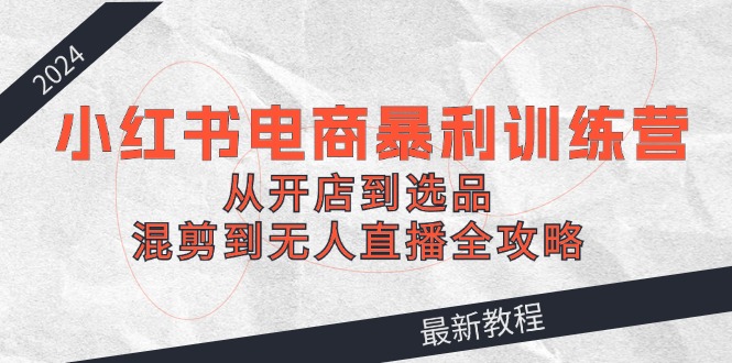 2024小红书电商暴利训练营：从开店到选品，混剪到无人直播全攻略-送财鼠