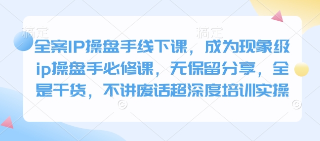 全案IP操盘手线下课，成为现象级ip操盘手必修课，无保留分享，全是干货，不讲废话超深度培训实操-送财鼠