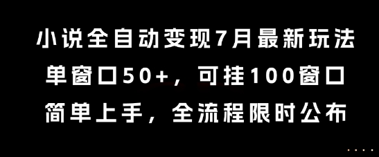 小说全自动变现7月玩法，单窗口50+，可挂100窗口，简单上手，全流程限时公布【揭秘】-送财鼠