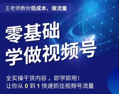 王老师教你低成本、做流量，零基础学做视频号，0-1快速抓住视频号流量-送财鼠