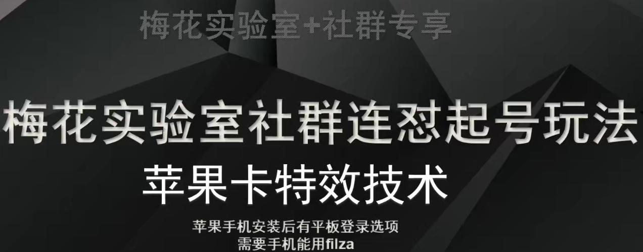 梅花实验室社群视频号连怼起号玩法，最新苹果卡特效技术-送财鼠