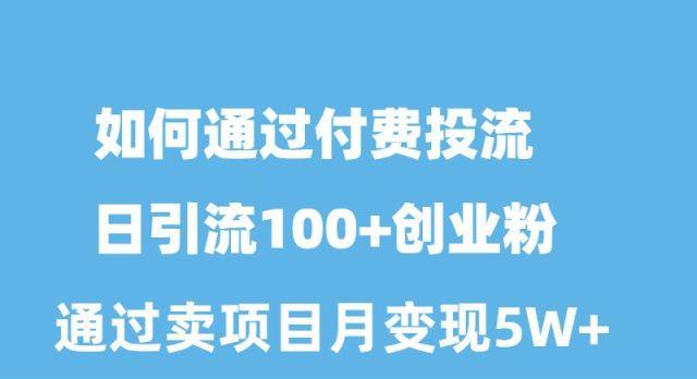 如何通过付费投流日引流100+创业粉月变现5W+-送财鼠