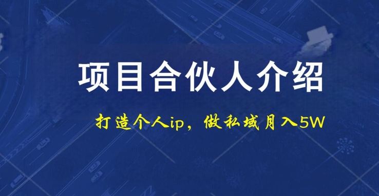 项目合伙人项目，打造个人IP，做私域月入5W，小白勿扰-送财鼠