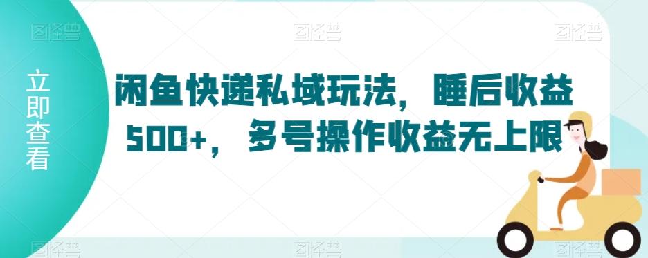 闲鱼快递私域玩法，睡后收益500+，多号操作收益无上限【揭秘】-送财鼠