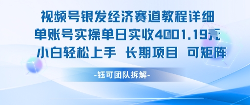 视频号银发经济赛道单账号实操单日实收1k+，小白轻松上手长期项目-送财鼠