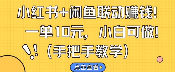 小红书+闲鱼联动挣钱,一单10元,小白可做