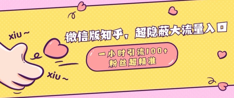 微信版知乎,超隐蔽流量入口1小时引流100人,粉丝质量超高【揭秘】