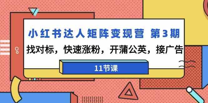小红书达人矩阵变现营第3期,找对标,快速涨粉,开蒲公英,接广告(11节课)-送财鼠