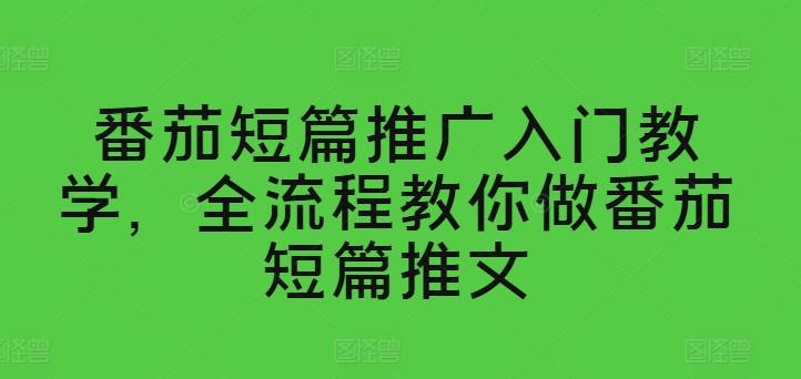 番茄短篇推广入门教学，全流程教你做番茄短篇推文-送财鼠