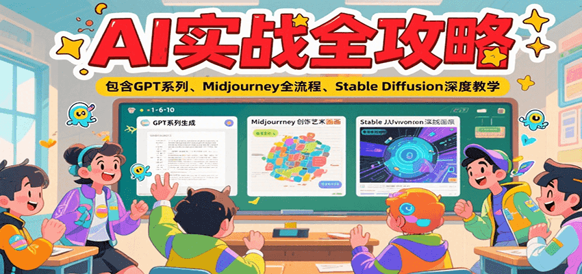 AI实战全攻略，包含GPT系列、Midjourney全流程、Stable Diffusion深度教学-送财鼠