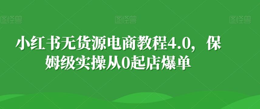 小红书无货源电商教程4.0，保姆级实操从0起店爆单【拆解】-送财鼠