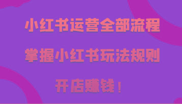 小红书运营全部流程，掌握小红书玩法规则，开店赚钱！-送财鼠