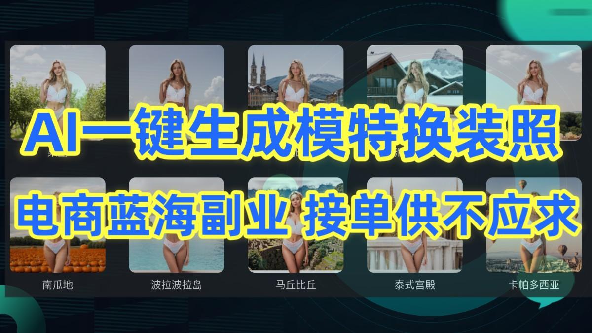 AI制作一键生成模特换装照,电商蓝海副业,接单供不应求-送财鼠