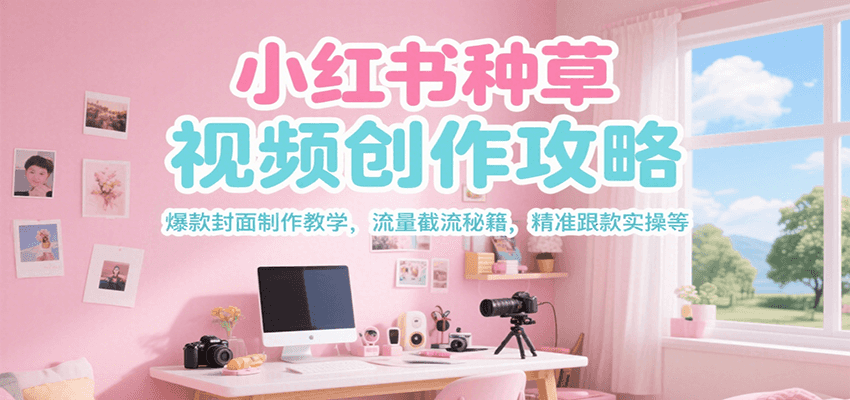 小红书种草视频创作攻略，爆款封面制作教学 ，流量截流秘籍 ，精准跟款实操等-送财鼠