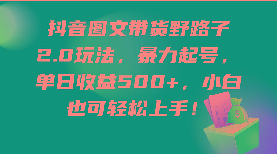(9790期)抖音图文带货野路子2.0玩法，暴力起号，单日收益500+，小白也可轻松上手！-送财鼠